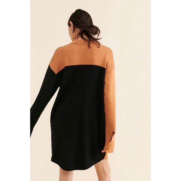ANTHROPOLOGIE En Elly Knit Colorblock Shirt Dress Button Down Grunge - Sz Large - Picture 2 of 7